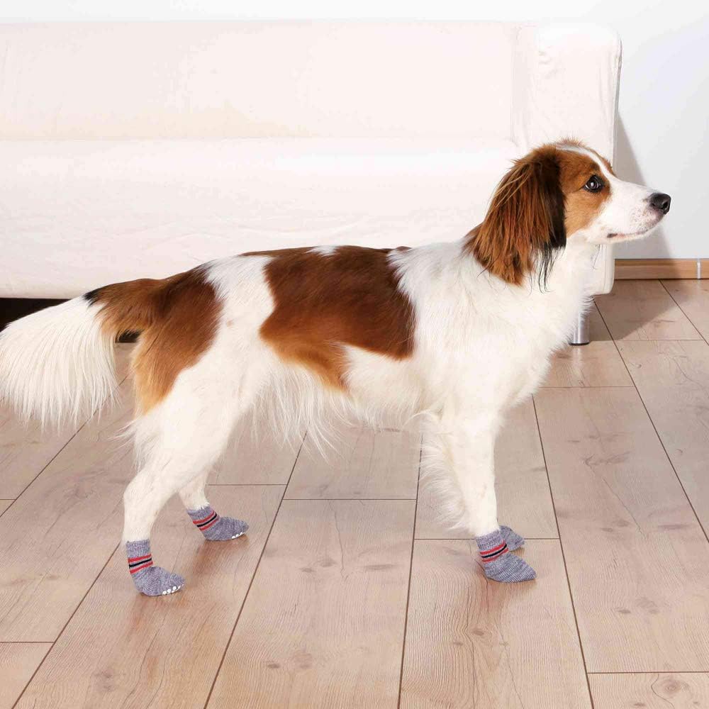 TRIXIE dog socks XL - 6 cm paw width - 16 cm high - non-slip sole - cotton with elastane - washable at 30 °C - grey - 19506 - Image 4