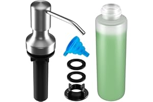 NVMTUUO Soap Dispenser for Kitchen Sink, Kitchen Sink Soap Dispenser with 17 OZ Bottle, Refill from The Top Bar, Longer Threaded Shaft Shank, Wide Pump Head Base (Brushed Nickel)