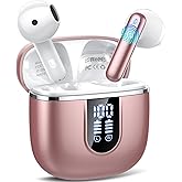 Wireless Earbuds, Bluetooth 5.4 Headphones with 3D Bass Stereo, 40H Ultralight In-Ear Buds, Bluetooth Earbuds with 4 ENC Noise Cancelling Mic, USB-C, IP7 Waterproof Earphones for Android iOS, Rose