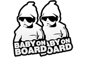 FINENIC Baby on Board Sticker for Cars (2 PCS) Baby on Board Sign Decal No Need for Suction Cup or Magnets Strong Adhesive/Removable/Reflective/Waterproof