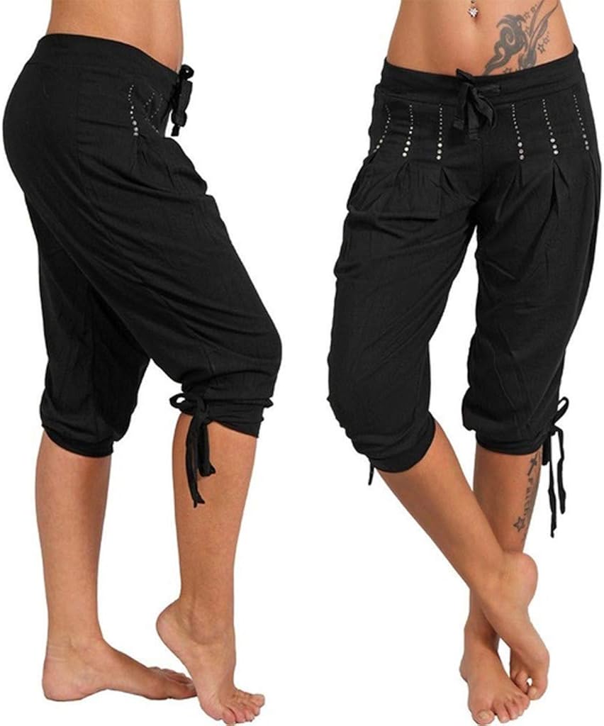 Womens Capri Joggers Jersey Sweatpants Cropped Jogger Running Pants