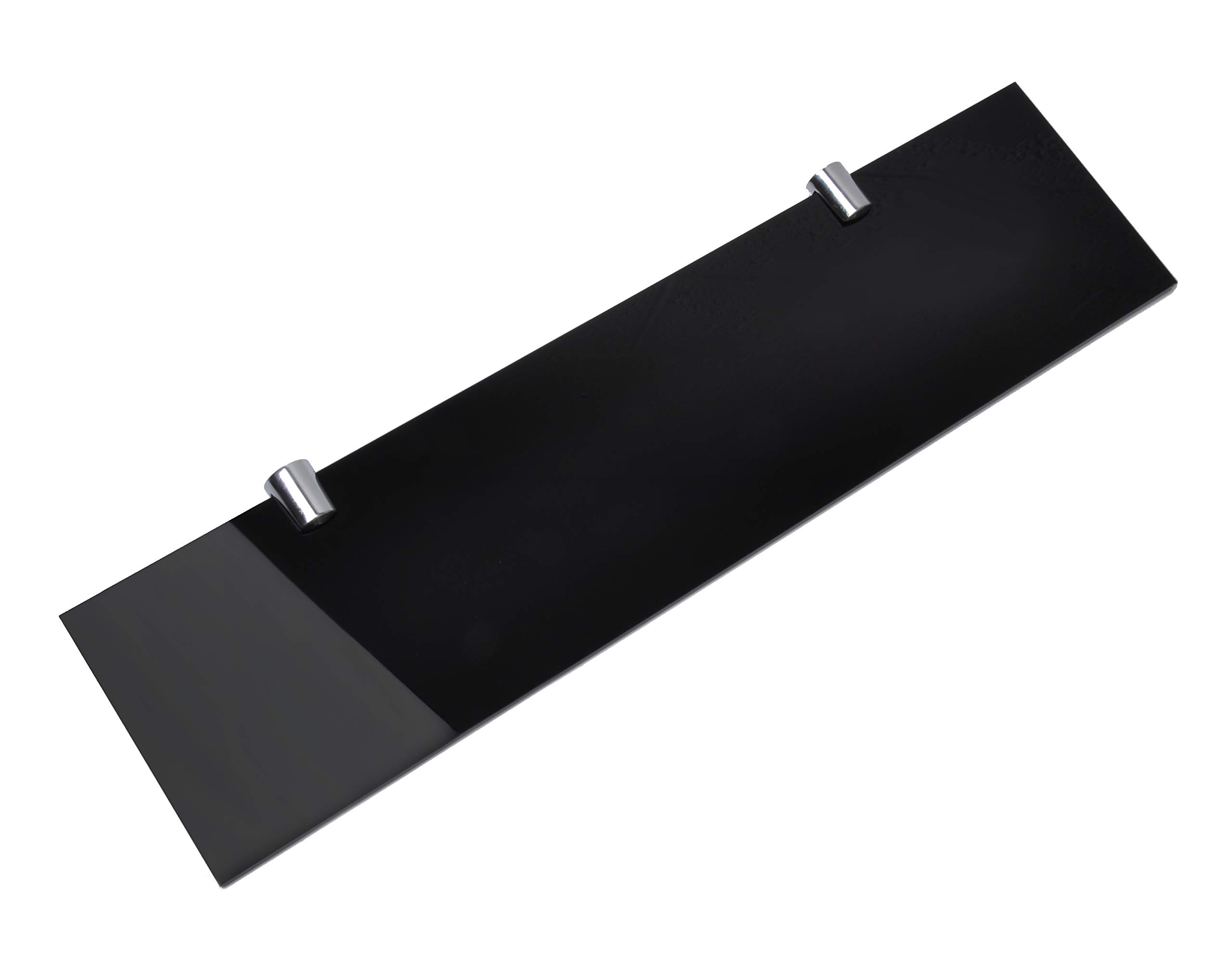 BSM Marketing Wall Mounted Rectangular Floating Acrylic Shelf with Chrome Supports available in Clear, Black and White (Black, 500mm x 100mm)