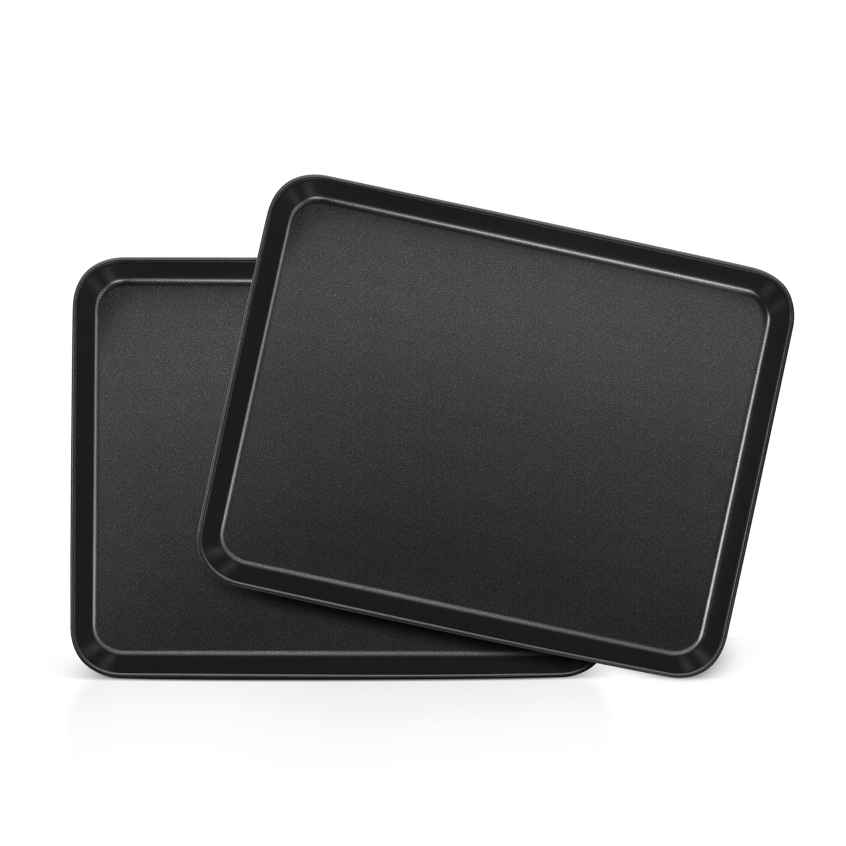 Baking Trays for Oven Non Stick, Homikit 2 Pieces Carbon Steel Sheet Pan for Baking Cooking Roasting Serving, Rectangular 31.5x24.4x2.5cm, Non-Toxic, Heavy-Duty & Easy Clean, Black