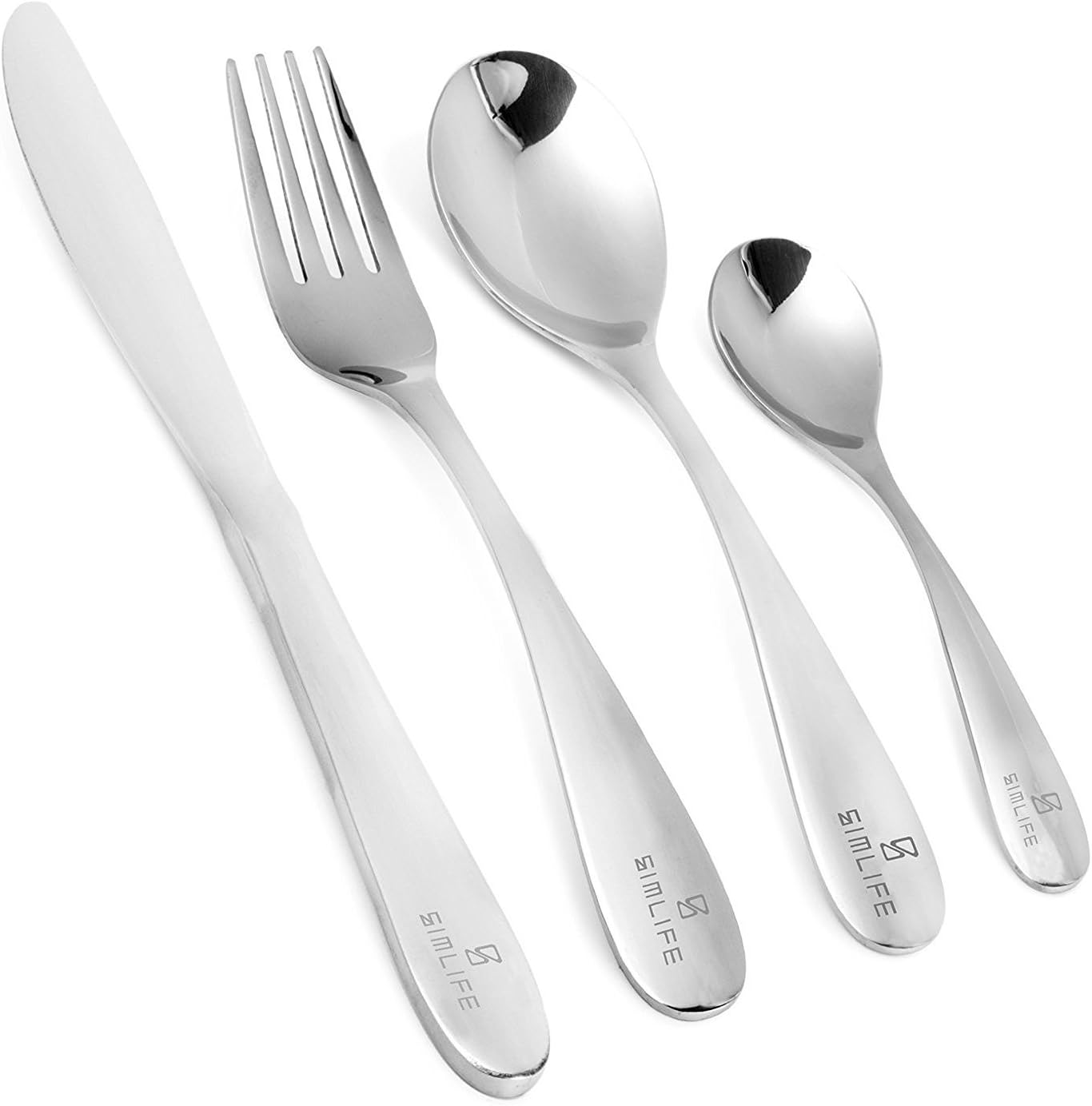 Simlife Flatware Set Stainless Steel Knive/Fork/Spoon/Teaspoon,Service For 1,4-Piece