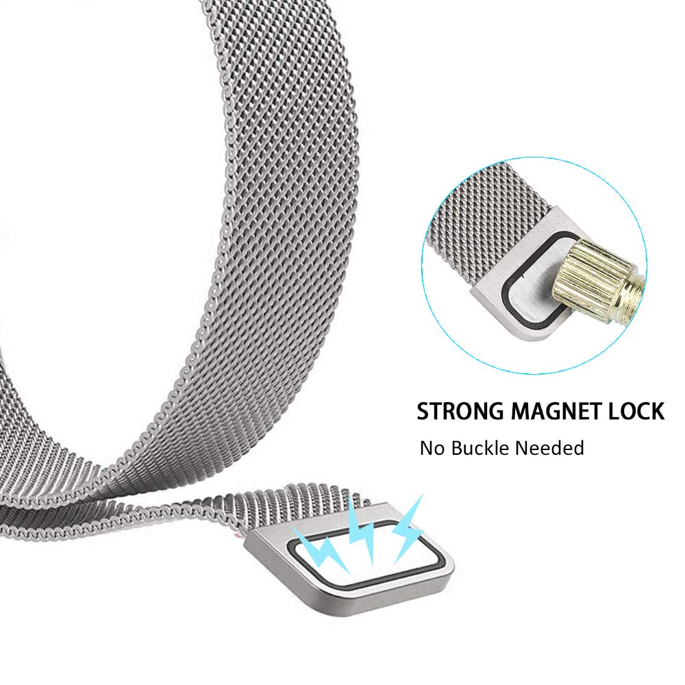 ChicGuide Fitbit Versa Armband, Milanese Fitbit Versa Ersatzarmband Edelstahl Fitbit Versa Armbänder (Silber, Small)