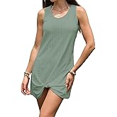 Beach Vacation Clothes for Women Swimsuit Coverup for Women Beach Fashion Eyelet Sleeveless Twisted Mini Dress