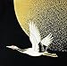 Furoshiki Japanese Traditional Wrapping Cloth Tapestry Made in Japan, Moon and Crane, 19.7x19.7inches (50x50cm)
