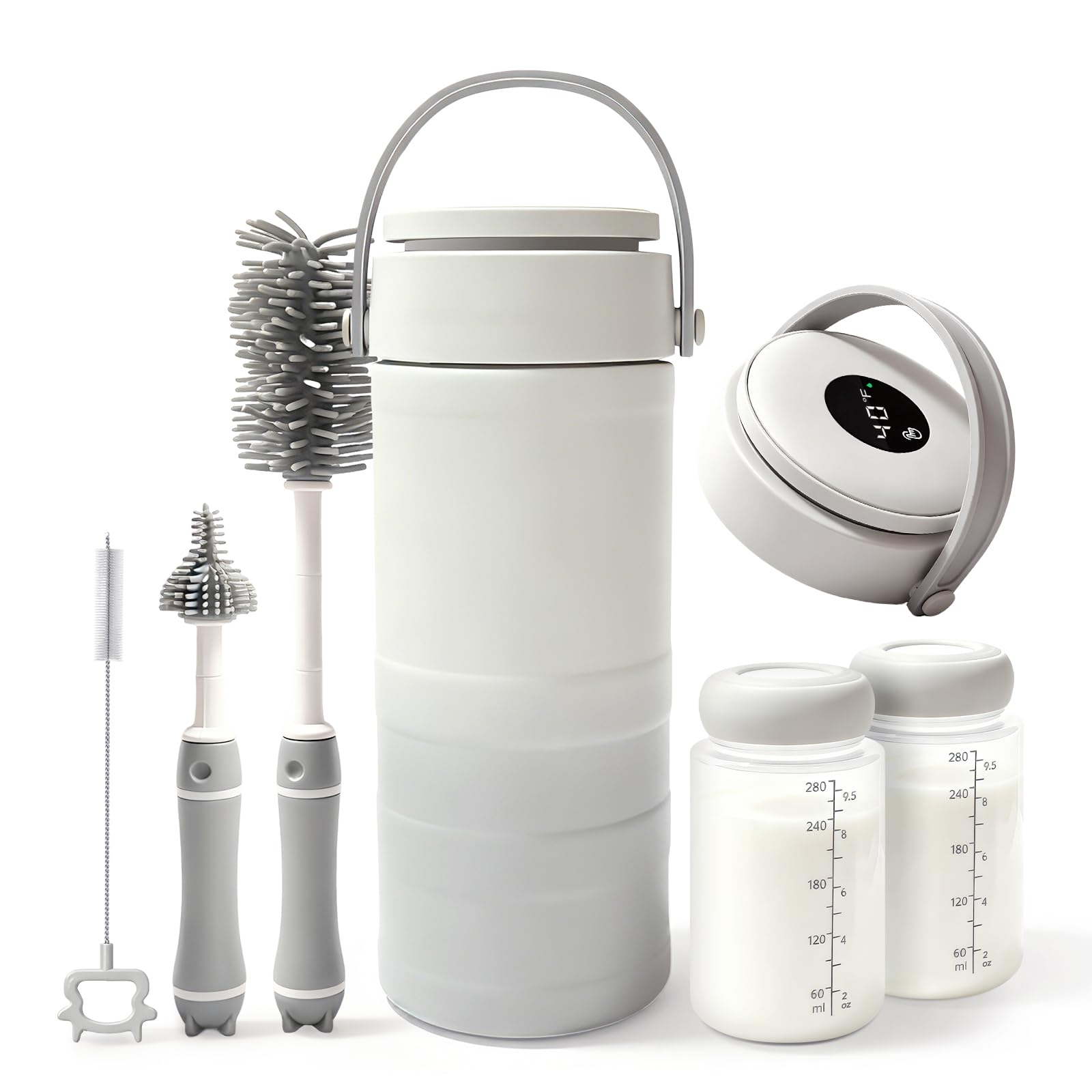 Photo 1 of Portable Breast Milk Cooler – HOKORIIKU 22oz Breastmilk Chiller with Temp Display, 360° Total Cooling Keeps Fresh 24H, Large-Capacity for Travel/Outdoor, Set Includes + Brush 2 Milk Bottles
