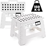 SMALUCK Step Stool 9 Inch Folding Plastic Lightweight 150 kg White
