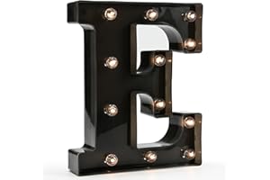 OYCBUZO Light Up Black Alphabet Marquee Letters Sign LED Marquee Number Lights Sign for Night Light Home Bar Christmas Lamp Birthday Party Wedding Decoration E