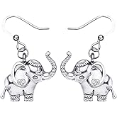 DUOWEI Cute Zinc Alloy Silver Tiny Elephant Gifts Dangle Earrings Jewelry for Women Birthday Festival Accessories