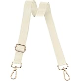uxcell Wide Shoulder Strap, 2.5cm Adjustable Purse Strap Replacement Crossbody Strap for Shoulder Bag Handbag, Beige, Light Gold Pull Core Buckle