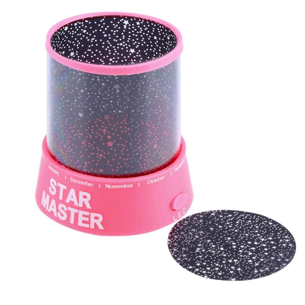 LED Luz Nocturna Star Baby Kids Sleep USB Proyector Rotación Colorida Lámpara de Luz (Rosa)
