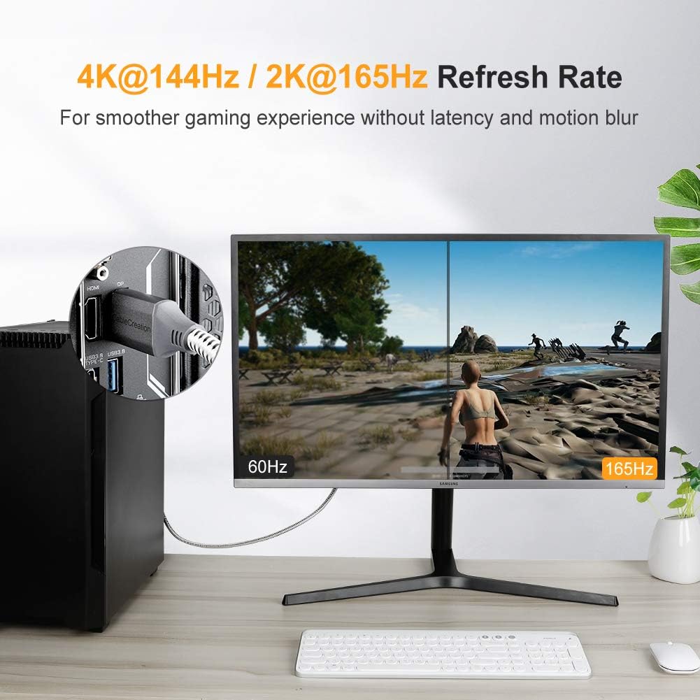 CableCreation 8K DisplayPort Cable 1.4, DisplayPort to DisplayPort Cable 6.6ft (DP to DP Cable) Gold Plated with 8K@60Hz, 4K@144Hz, 2K@165Hz Video Resolution & HDR Support, 2M/ Space Gray: Industrial & Scientific