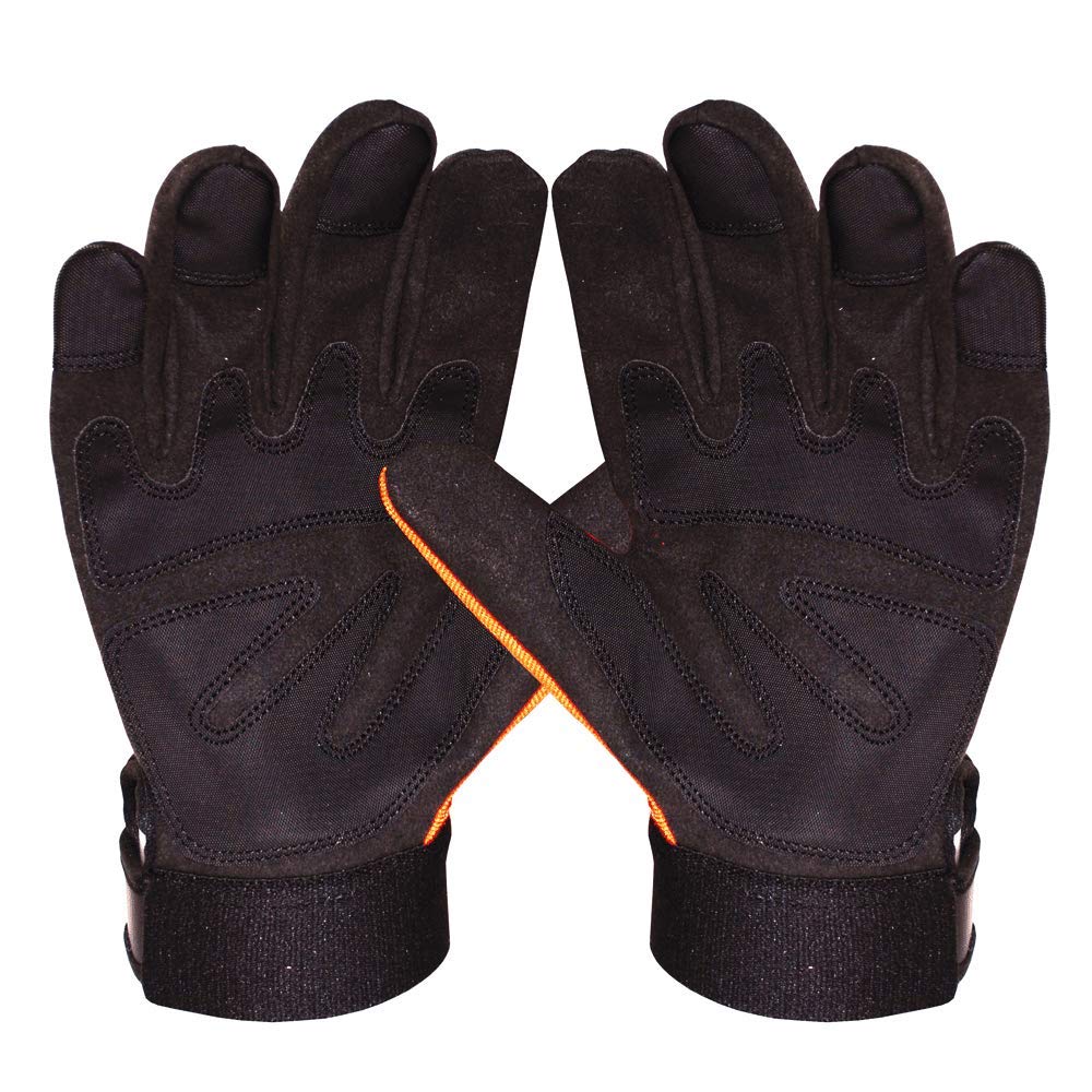 Stein Chainsaw Protective Gloves Class 0 Size 9, EN 381-7 Left-Hand Saw Protection Leather Forestry PPE, Orange / Black - Image 3