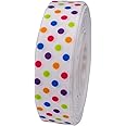 ATRibbons 25 Yards 1 Inch Wide Beautiful Colorful Dots Printed Grosgrain Ribbon for Hair Bows Headbands Crafting and Gift Wrapping