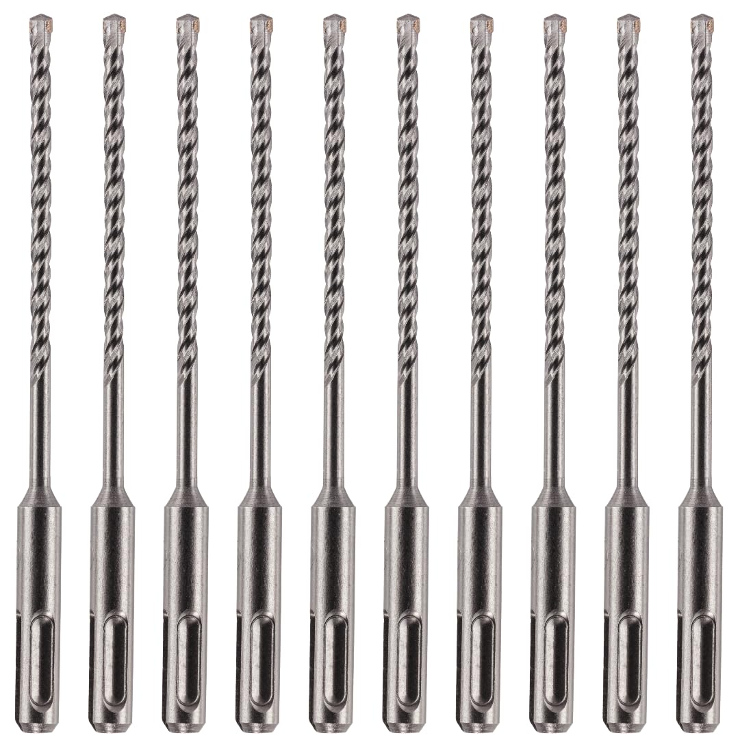 10 Pack Of - 4mm x 160mm Long SDS Plus Hammer Drill Bits, Professional Tungsten Carbide Tipped Masonry Drill Bit For Brick, Concrete, Stone, Granite. 4mm SDS Drill Bit