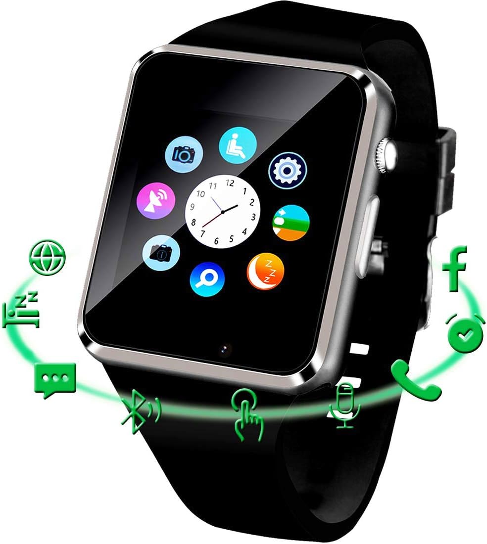 Smart Watch,Android Smart Watches for Men Women Teens with SIM SD Card Slot SmartWatch Compatible Android Samsung iPhone Watch with Call Text Camera Pedometer Bluetooth Watches