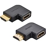 Ugreen HDMI Adapter Winkel 270 Grad und 90 Grad 4k HDMI Stecker auf Buchse Konverter Full HD mit vergoldete Kontakte Schwarz