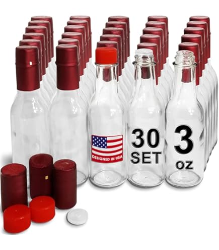 3oz Hot Sauce Bottles, Empty Clear Glass Woozy Bottles with Shrink