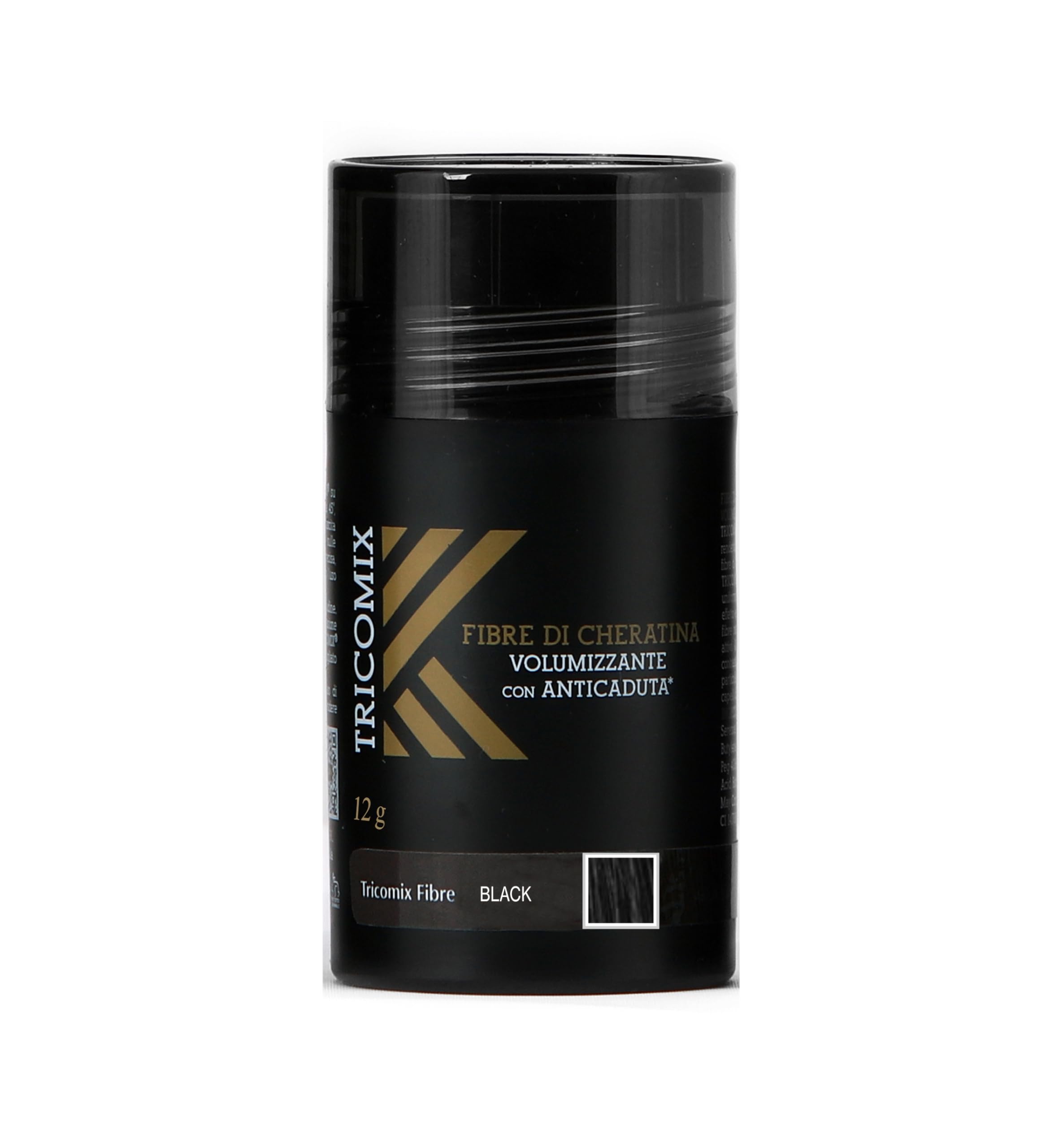 Tricomix Fibre Black 12gr - Volumizing Keratin Fibers With Anti Hair Loss Principles