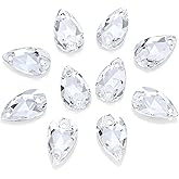 DONGZHOU Sew On Rhinestone Clear Faceted Drop Shape Sewing Beads Crystal Sew Flat-Back Glass Rhinestones Crystal Gems Dress Accessories for Costume, Clothes, Garments, DIY Crafts 12 * 7
