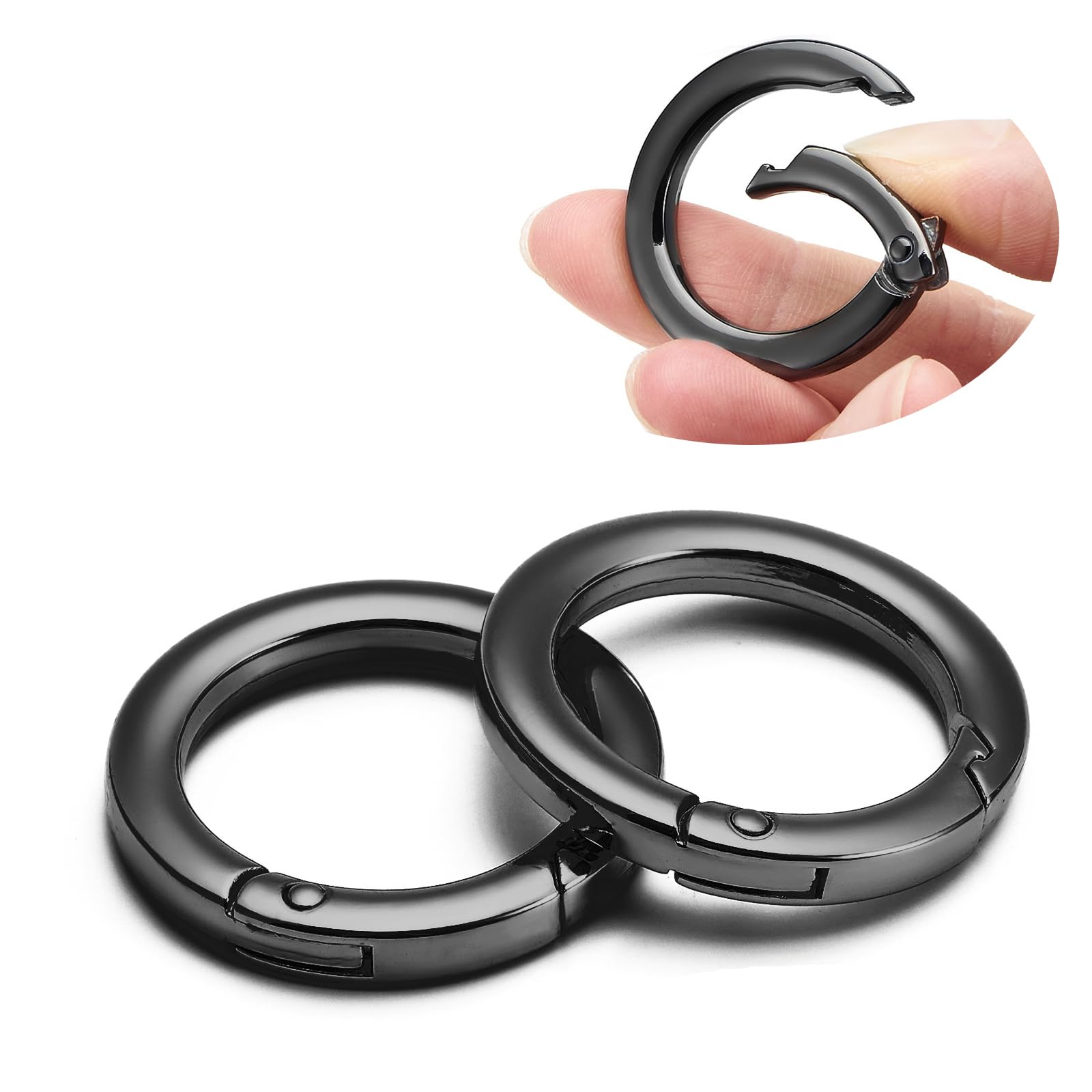 QIUTIMIY 4pcs Trigger Spring O Ring Metal Round Carabiner Clip Snap for Handbag Craft Making，Keyrings Buckle, Bags,Purses(Gunmetal,38mm)