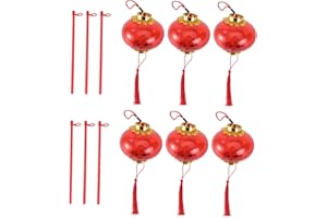 KITANDOVE 6pcs Glowing Crystal Lantern Year Decorations Hot Lampshade Festival Couplet Lanterns Plastic Red