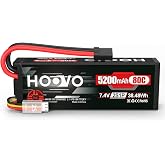 HOOVO 7.4V 80C 5200mAh 2S Lipo Battery with TR Plug Hard Case | for RC Car Truck Truggy Buggy Tank RC Airplane Helicopter Boat Car Racing
