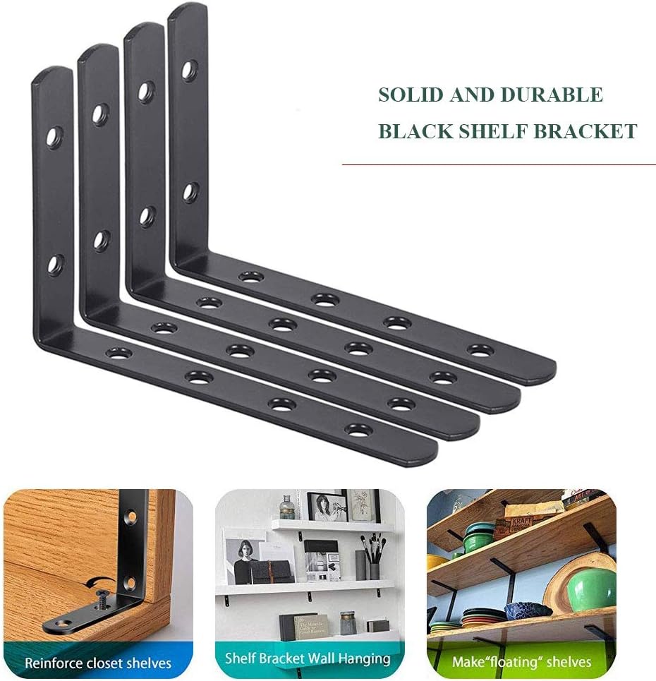 Leaf Lovely SHANQ 12PCS Shelf Bracket, 125mm x 75mm Wall Support Corner Brace with Screws, Metal Right Angle Fastener - Image 4