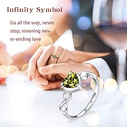 Shysnow Peridot Birthstone August Ring for Women