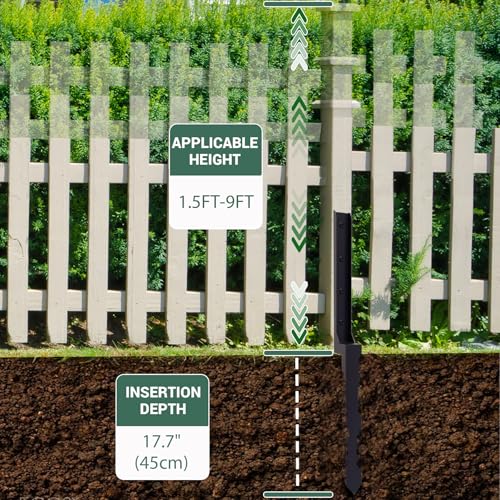 IMALEN Fence Post Repair Kit,11 Guage Quick Fix Broken/Leaning 4x4/6x6 Wood Posts Support,One-Piece Steel Anchor Stakes,Pack of 2