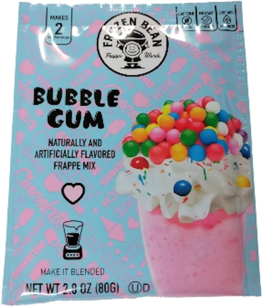Frozen Bean Bubble Gum Frappe & Milkshake Mix, 5 Packets, 10 Servings