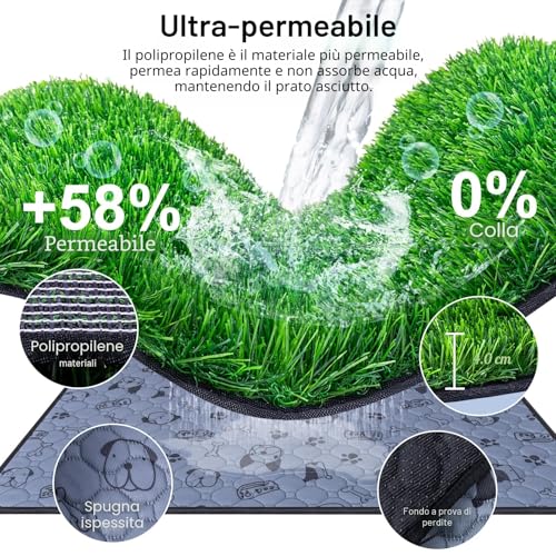 Dog Litter Tray 81 x 60 cm with Artificial Grass Highly Permeable Puppy Cat Litter Box Washable Reusable for Indoor Outdoor