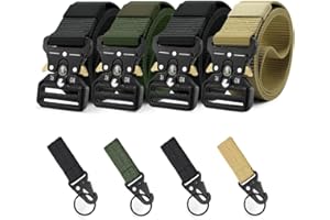YOORAN Tactical Belts for Men 4 Pack, Compass Military Web Belt, Heavy-Duty Quick-Release Metal Buckle Riggers Belt for Men