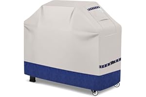 CUSSIOU Grill Cover BBQ Grill Cover 600D Waterproof Heavy Duty Gas Grill Cover, Barbecue Grill Covers for Weber, Brinkmann, Char Broil Grills Cover (59" L x 24" W x 46" H,Fog/Navy)