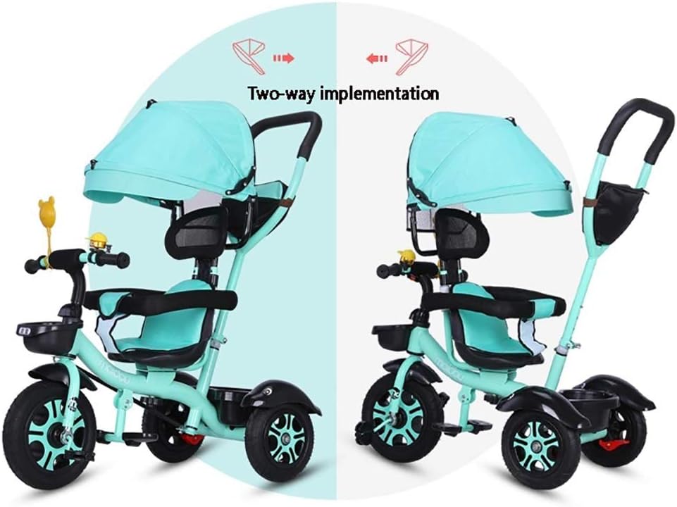 Tricycle BéBé éVolutif,Kinderkraft Velo Pliable Poussette avec Canne et
