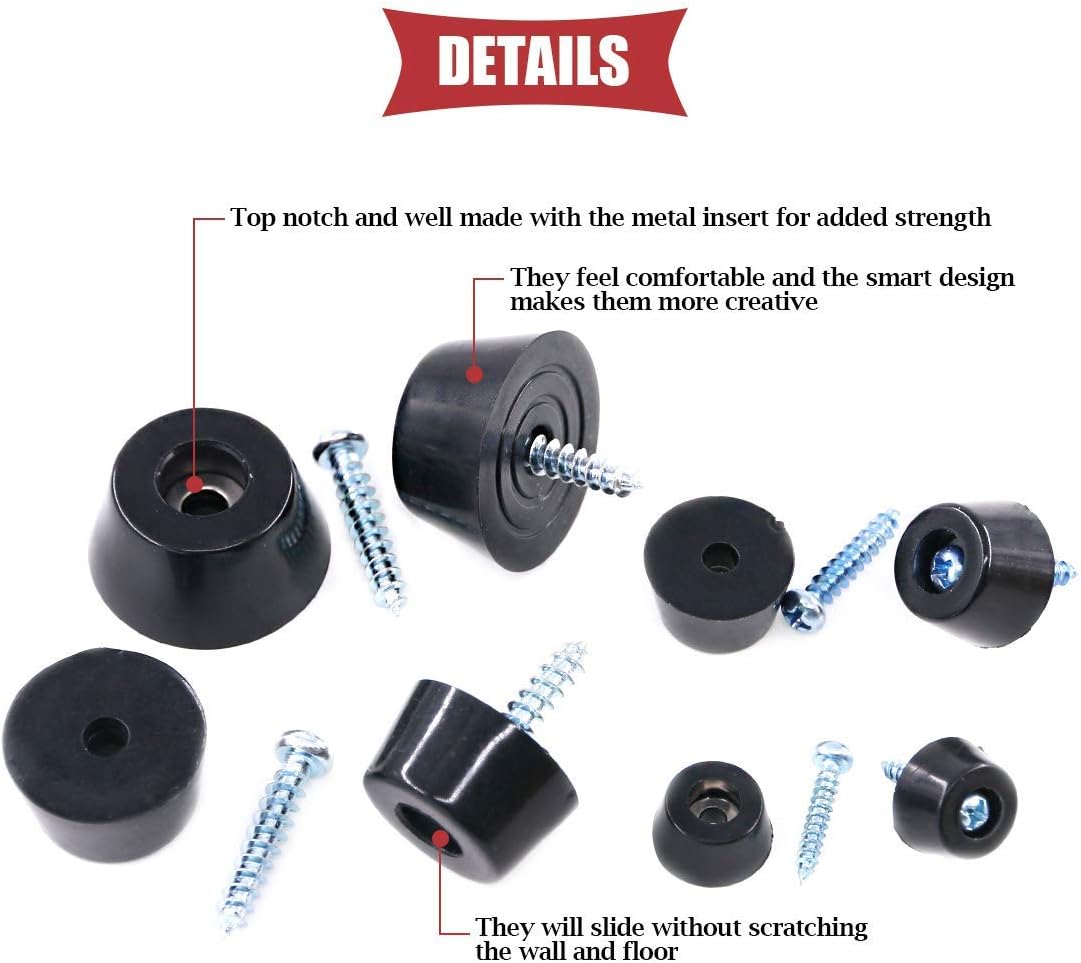 Round Black Rubber Feet Bumpers Pads with Matching Screws with Built in Stainless Steel Washer for Cutting Board Amps Cabinet Desk Tables Couches - Image 5
