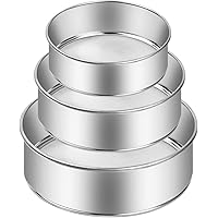 Kioiner 3 Pcs Stainless Steel Flour Sieves, 6+8+10 Inch Fine Mesh Sifters with 60 Mesh, Professional Round Flour Sifter for K