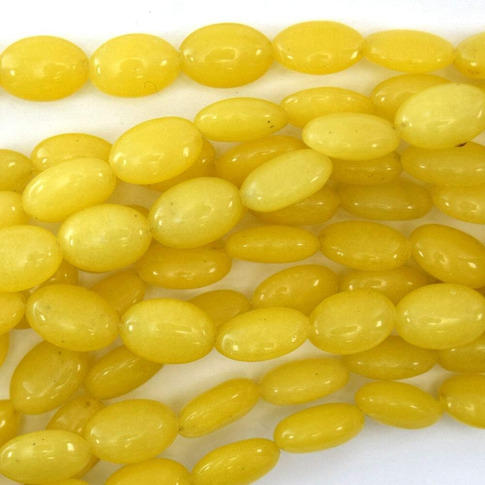 buyallstore 12mm Yellow Jade Flat Oval Beads 15.5" Strand