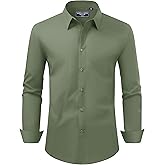 Alimens & Gentle Men's Dress Shirt Regular Fit Stretch Stain Shield Long Sleeve Solid Business Wedding Button Down Shirts