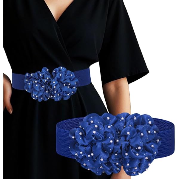NWT Luxury Sparkling Rhinestone Floral Wide Elastic Stretch Formal Waist Belt Wriidy Rhinestone Stretch Belt Wide Formal Belt Balck Women  main image 3