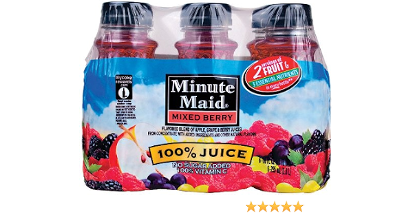 Minute maid Juice - mixed berry Blend of Apple, grape, blackberry and Raspberry juices from concentrate and other ingredients. (025000056796)