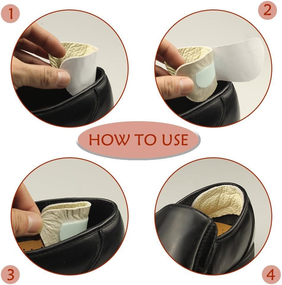 CAREOR 5 works Leather Heel Grips Liners, Shoe Inserts for Women and Men Act as a Heel Cushion - Image 3