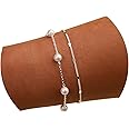Gold Bracelets for Women,Dainty Bracelets Set for Women Trendy, Gold Bracelets Stack With Beaded, Cuban, Paperclip, Heart, Snake, Rope, Pearl, Cross, Hand Chain, Silver Jewelry Gifts for Women Christmas