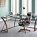 Whalen Furniture Newport Wood & Glass L-Shaped Office Computer Desk