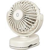 SWEETFULL Mini Clip on Fan - Portable Rechargeable Personal Fan with Strong Clamp, 3 Speeds, 11Hrs Cooling, Cute Small Desk Cooler for Stroller Bed Pet Carriers Umbrell Travel Outdoor - Beige