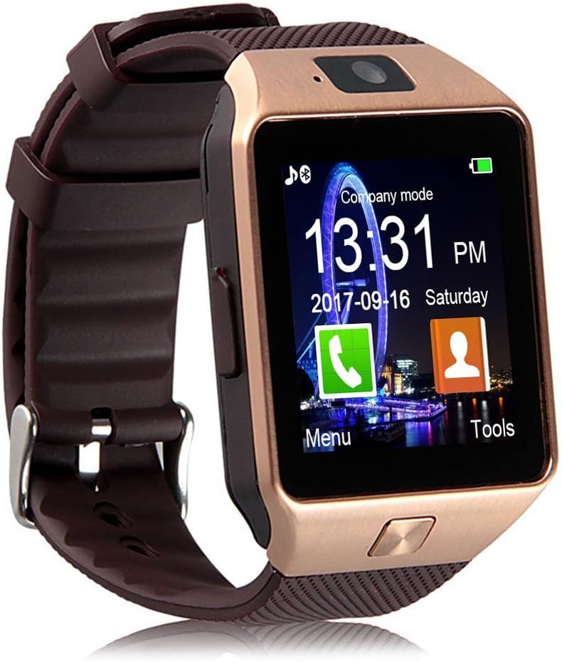 Padraig Piqancy DZ09 with Camera, Touch Screen, Bluetooth, Support SIM and SD Card Smartwatch (Golden)