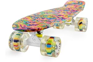 Skateboards Complete 22 Inch Mini Cruiser Retro Skateboard for Kids Boys Youths Beginners