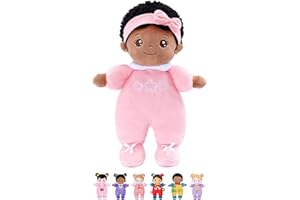 OUOZZZ Black Baby Doll for 1 Year Old Girl Gifts - First African American Baby Dolls Toys for Girl Birthday Christmas Plush Gift for Toddler 10"